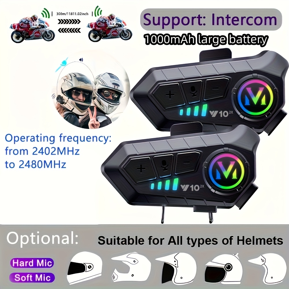 motorcycle helmet headphones battery way intercom helmet Temu