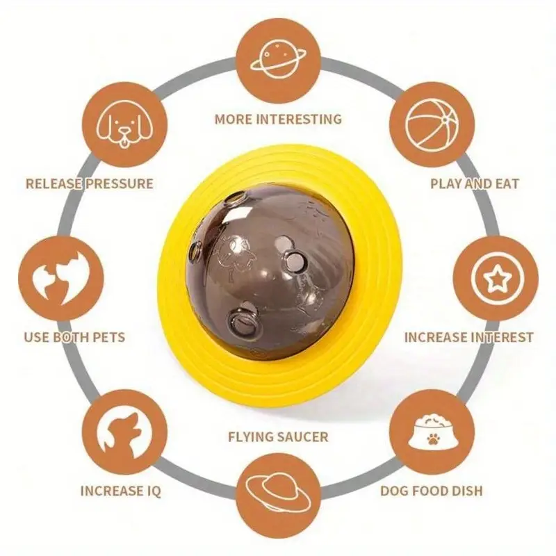 ufo para cães - alimentador com limpeza de dentes, dispensador de para pequenos/médios, plástico antitóxico e anti-engasgo, estimulação mental e da ansiedade para e cães - sem pilhas necessárias, design temático animal Detalhes do produto 3