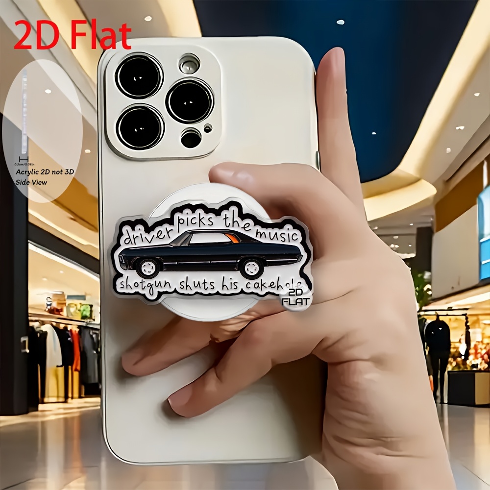 TEMU 2d Flat Music, Mute Acrylic Retractable Mobile Phone Holder, Mobile Phone Holder