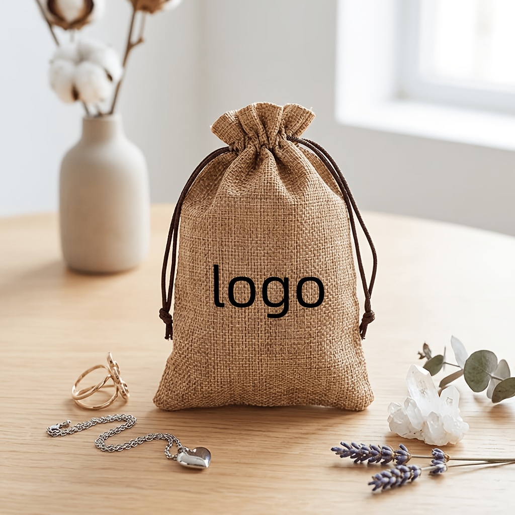 TEMU 50 sacchetti personalizzati color caff癡 in tela di iuta con coulisse, sacchetti regalo con coulisse adatti per confezioni regalo per feste