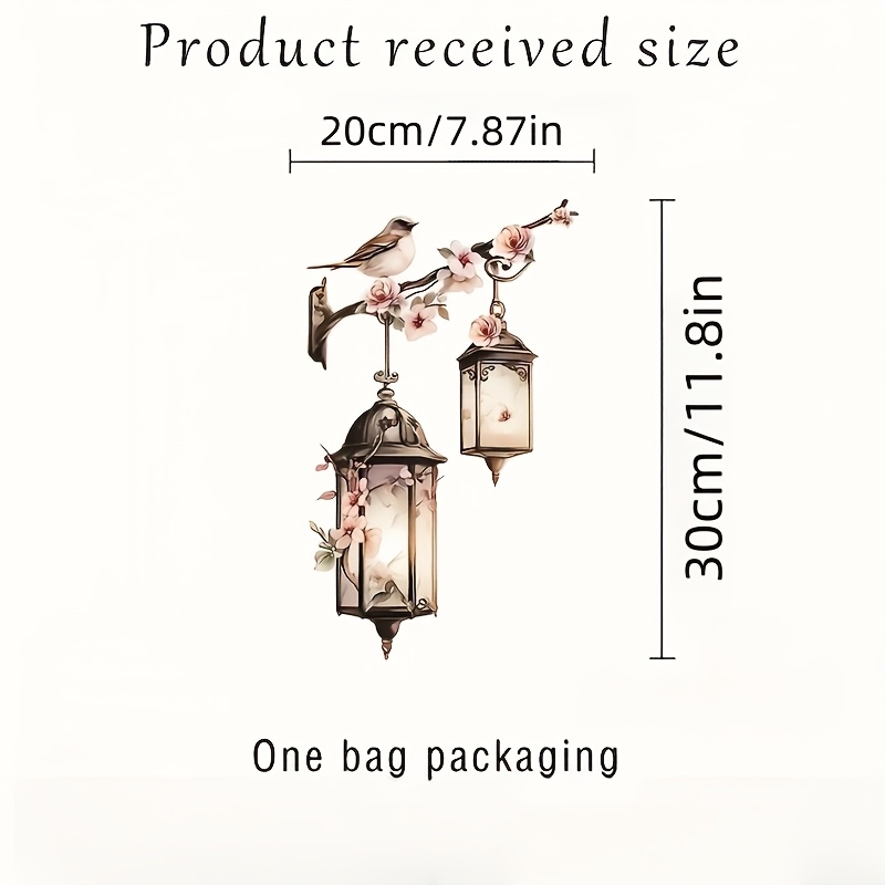 Bird And Lamp Sticker, Removable Self-adhesive Pvc Decal Suitable For Bedroom Living Room Home Decor Wall Art