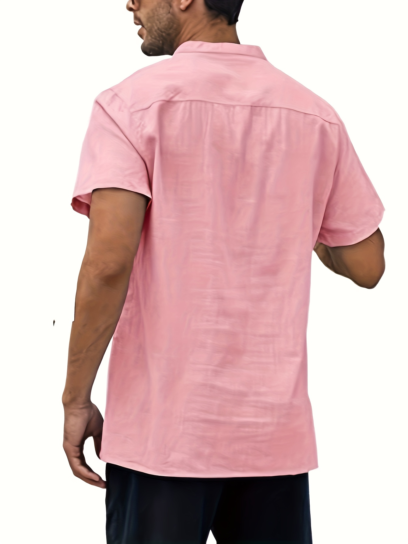 men's fashion casual short sleeve henley shirt solid color Temu