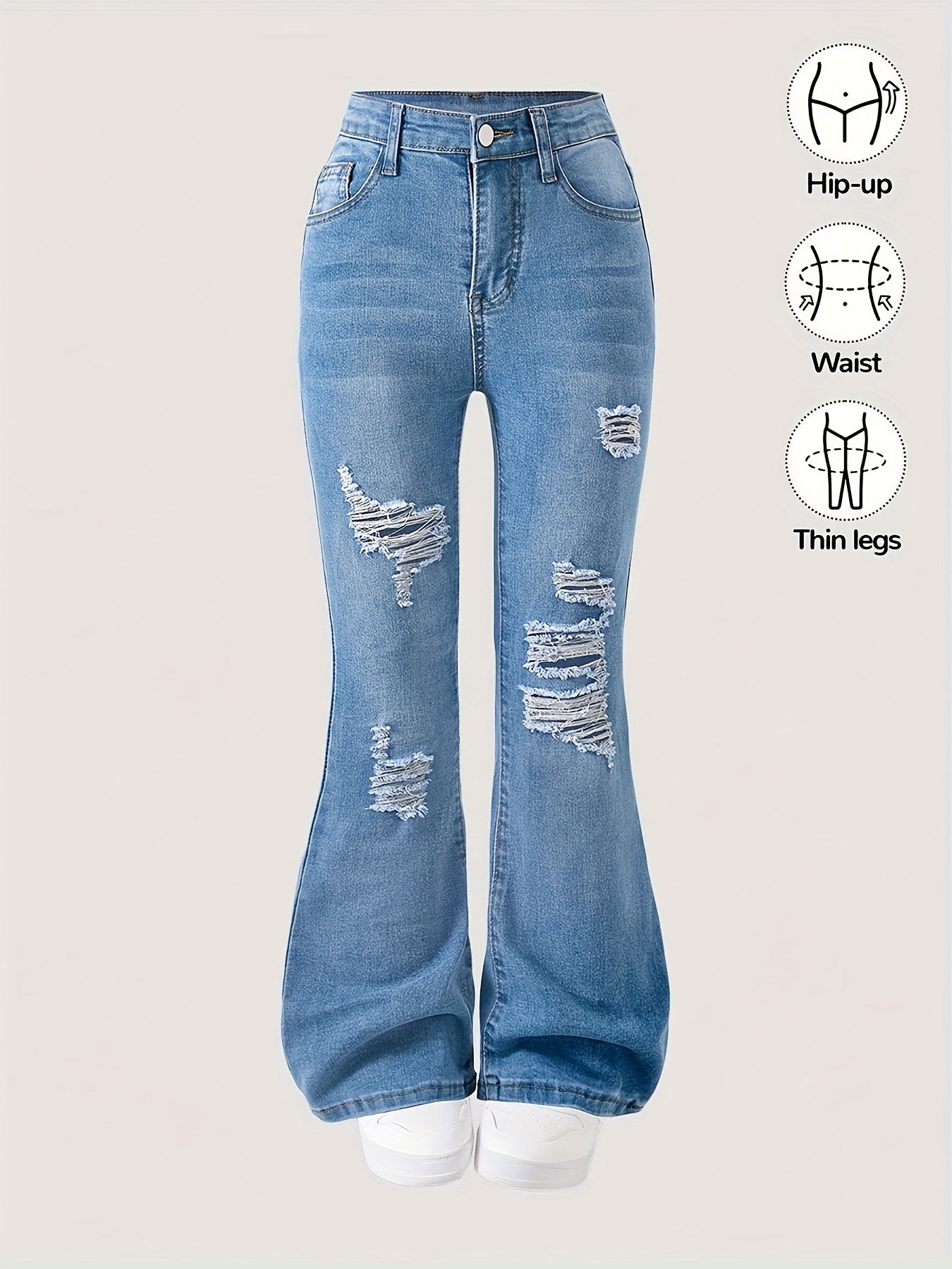 jeans acampanados rasgados dobladillo sin rematar niñas Temu Spain