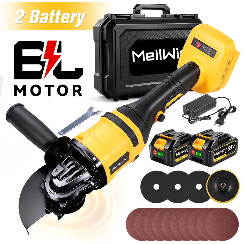Brushless Angle Grinder, 3-speed Adjustable Variable Speed Golden Metal Grinder, Cordless Portable Power Tool, Suitable For Home Diy, Grinding And Polishing, Accessories, Battery Optional