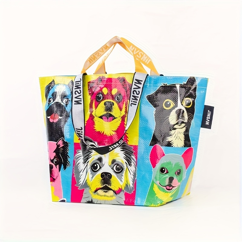 Image of Large Capacity Foldable Tote Bag With Cute - Durable Pp, Spacious & Sturdy For Shopping, Groceries, Travel - Machine Washable, Portable Storage Bag With