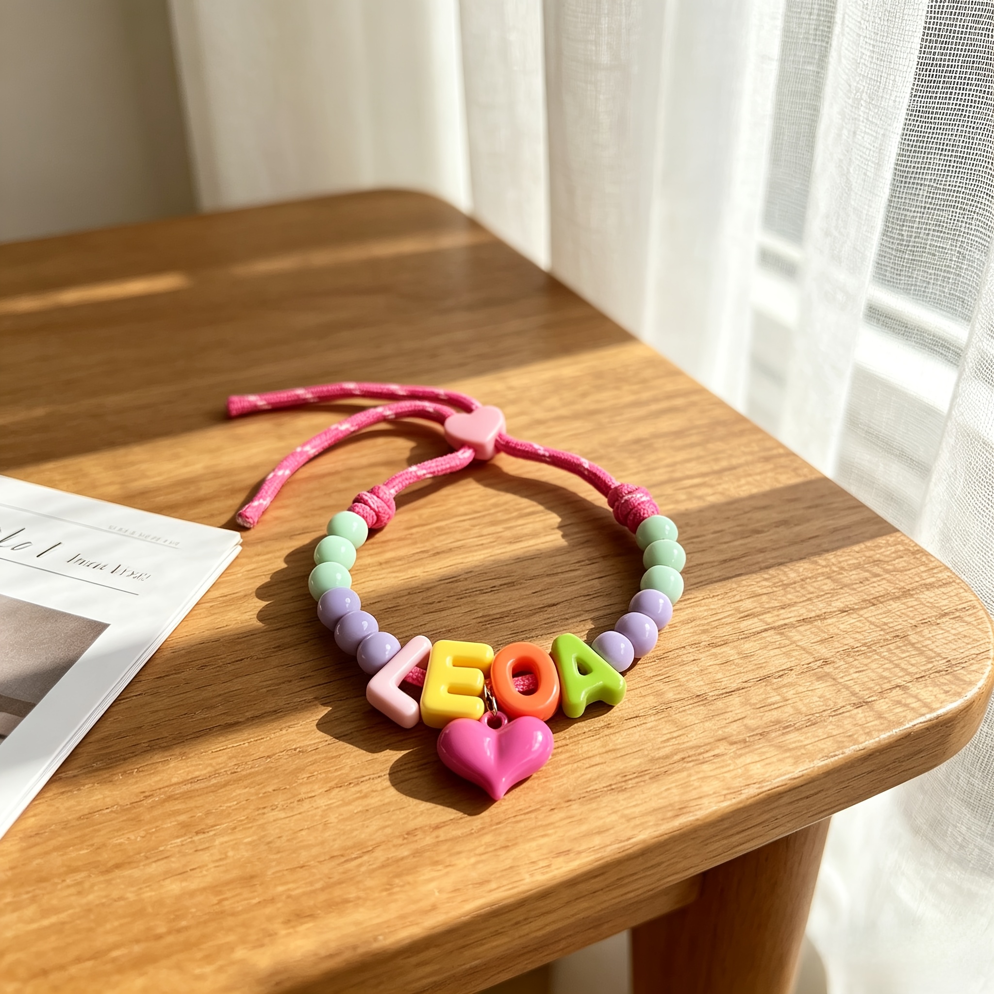 TEMU [customized] 1pc Customized Acrylic Colorful Letter Pet Beaded Necklace Love Pendant Pet Jewelry Customizable Souvenir Universal For Cats And