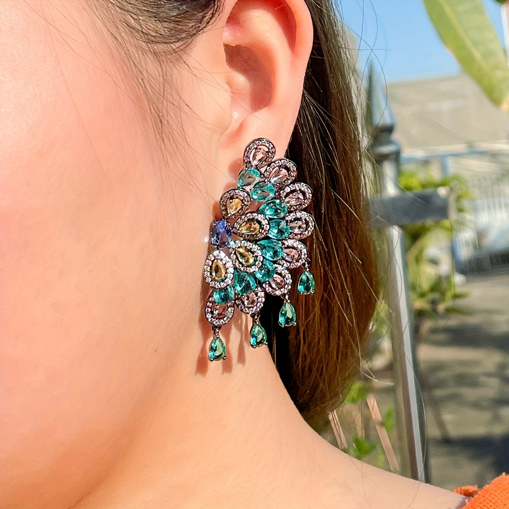 Large Symmetrical Water Drop Zirconia Wedding Party Earrings