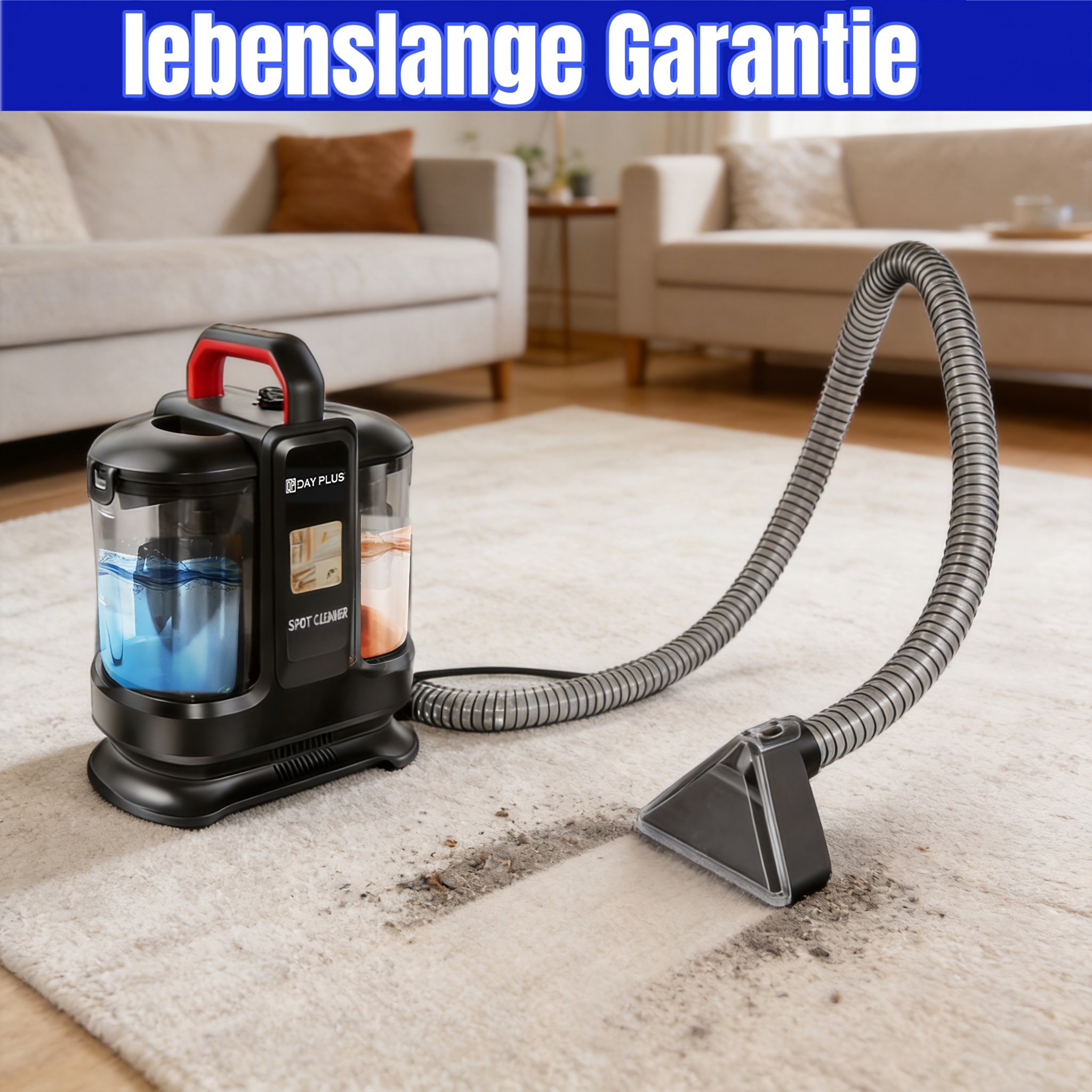 Image of Upholstery Cleaner Device 600w 20 Kpa Carpet Cleaner Washer, Portable Carpet Cleaning Self-cleaning Function And Long Hose For Carpets, Sofas & Cars