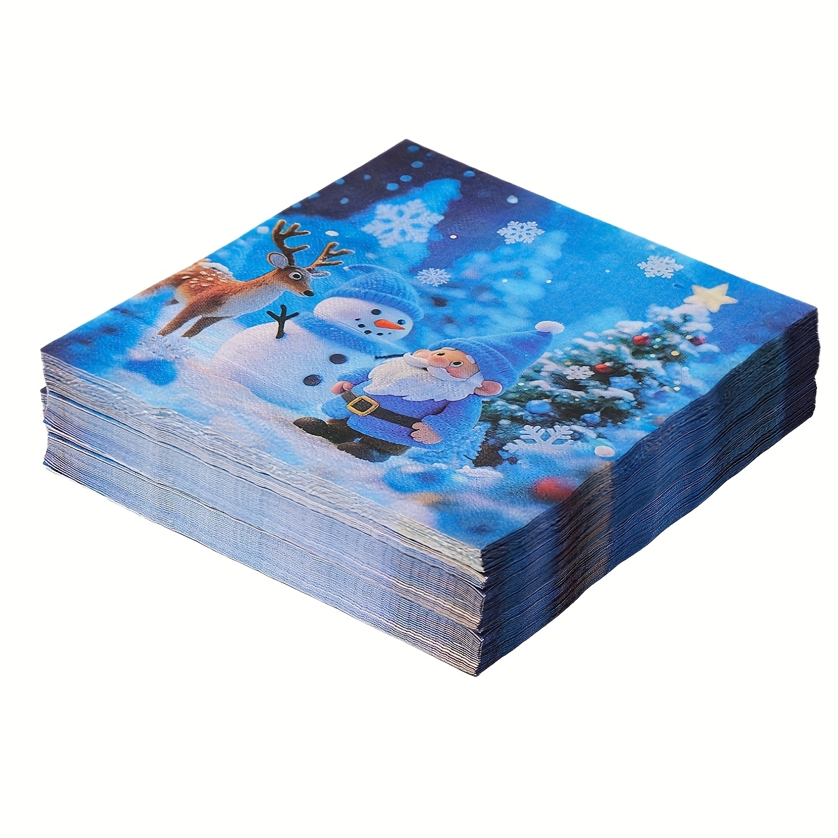 Image of 50pcs/100pcs, Christmas Cocktail Napkins, With Santa Claus, Snowman, Reindeer, Christmas Tree - Two-layer Napkins, Suitable For Christmas Parties And Winter Activities, 13x13inch