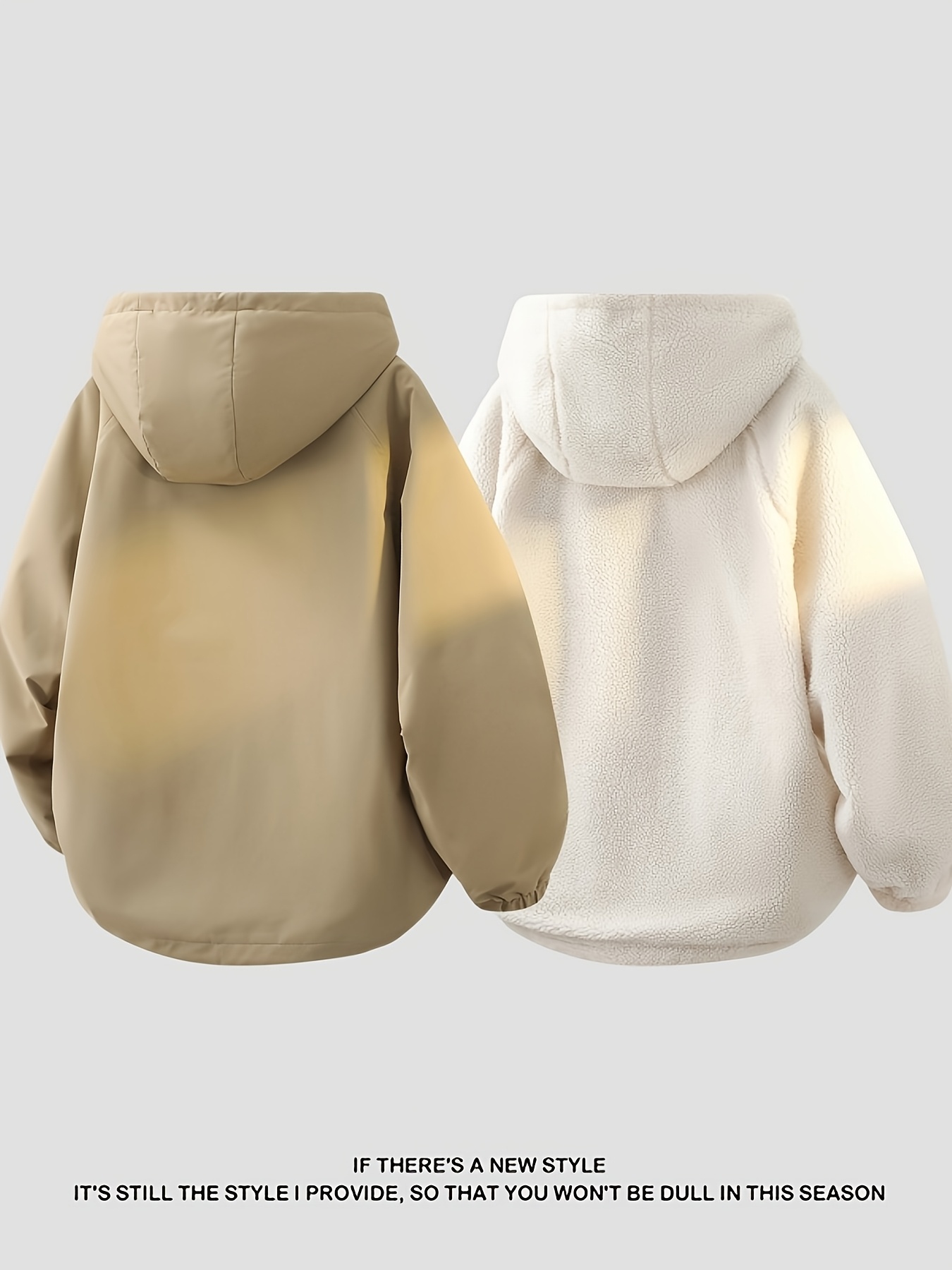 Men's Reversible Winter Hooded Jacket, Windproof & Warm