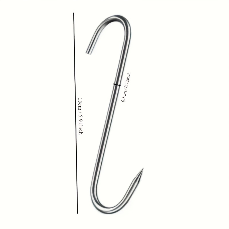 20pcs, Meat Hook For Butcher, Heavy Duty Stainless Steel Meat Hook For Hanging Beef, Bacon Duck