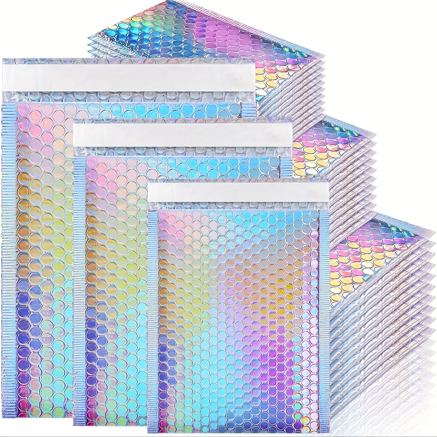 full holographic bubble mailers set waterproof self seal padded envelopes polyethylene packaging bags anti puncture shipping for small   home use non food contact plastic square bubble envelopes