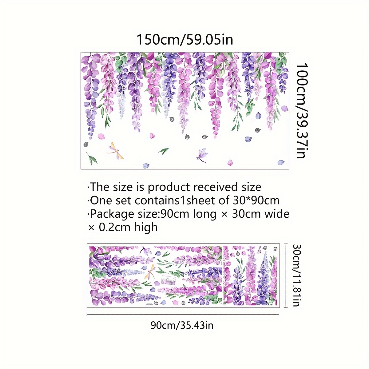 Image of A Plant Flower Vine Purple Flower Glass Sticker Living Room Window Theme Decoration Wall Sticker Window Sticker