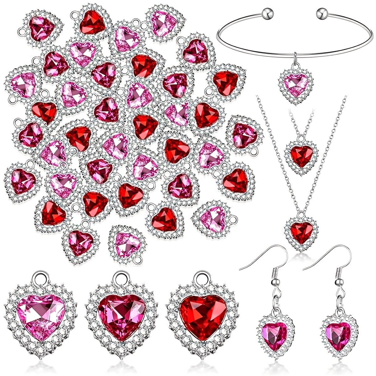 

12pcs Tulikemg Heart-shaped Charms - Alloy Pendants For Making, Valentine's Day Necklaces, Earrings & Bracelets