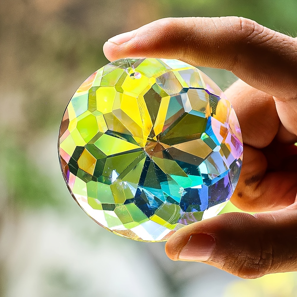 

Mandala Flower Crystal Suncatcher 60mm - Glass Prism Hanging Pendant For Home & Garden Decor, Fantasy Theme Rainbow Light Catcher For Wedding Occasion
