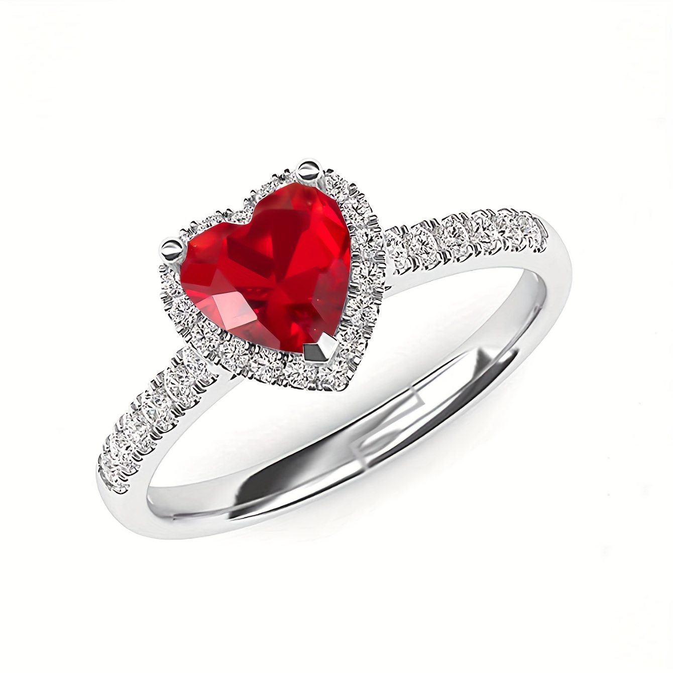 TEMU Elegant Adjustable Heart-shaped Sparkling Ring With Cubic Zirconia Chic Fashion Jewelry Gifts For Women, Ideal Gift For And Family