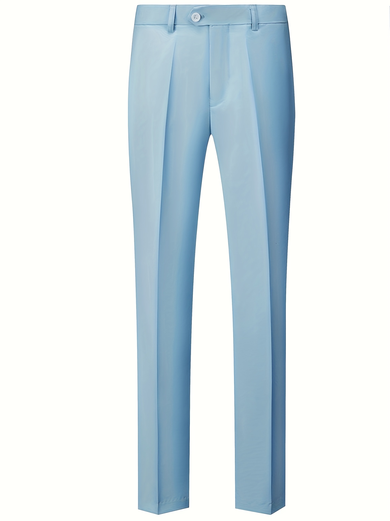 Men's Slim Fit Light Blue Double-Breasted Blazer & Pants Set - Elegant Evening Dress Suit for Business or Formal Occasions, 2pcs Polyester Fabric Outfit with Lapel Collar and Button Details, Formal Wear|Sleek Suit Design|Golden Button Accents