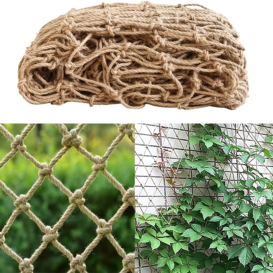 

Vintage-inspired Jute Hemp Rope Net, 10.76ft² - Natural Plant Support For Climbing Plants & Beans, Outdoor Garden Decor