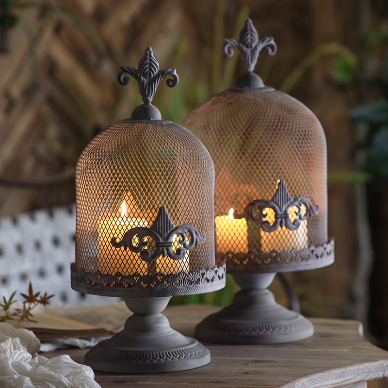 

Rustic Candle Cage Set With Motif, Suitable For Christmas, , Easter, Hanukkah, And Thanksgiving Decorations