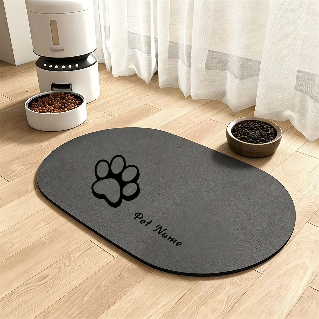 Customized Pet Feeding Mats with Paw Print Design