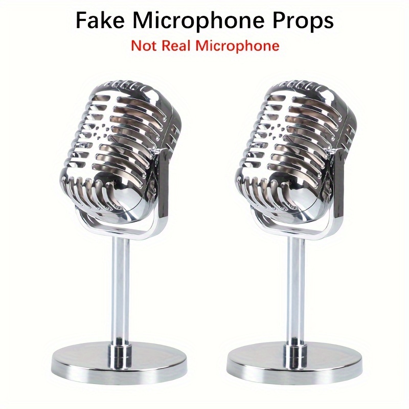 Image of 2pcs Simulation Microphone Prop,vintage Retro Microphone Decorative Ornament Props, Photographic Props,party Favors