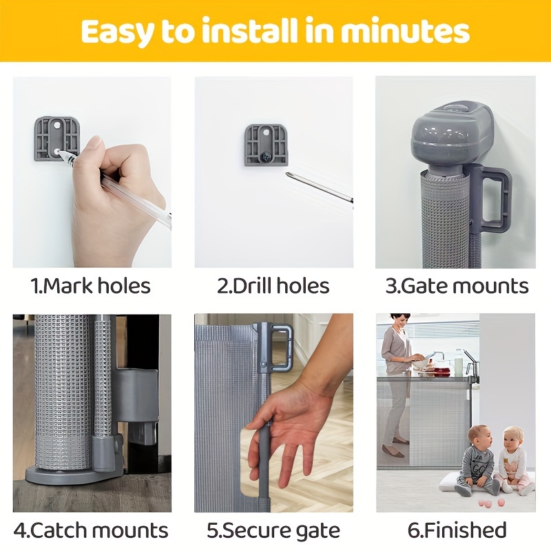 33 tall retractable safety gate automatic locking design   mesh material adjustable to 55 wide   doorways stairs   indoor outdoor child safety as halloween chrismas gift details 1