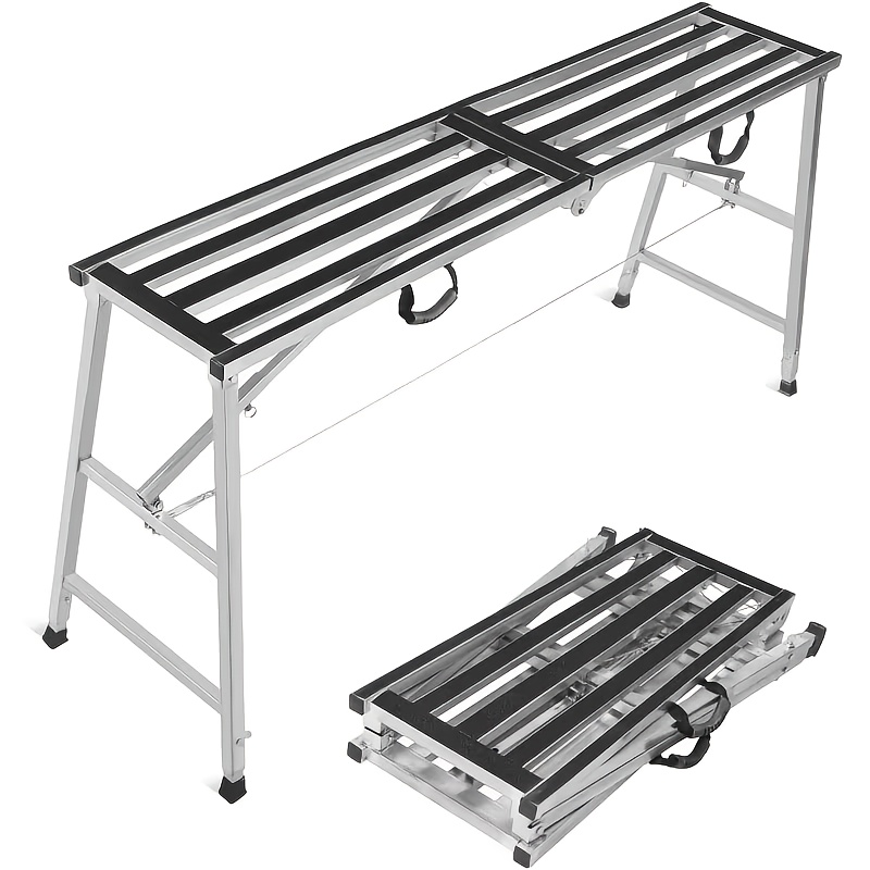 TEMU Height-adjustable Work Platform, Heavy Duty Folding With Anti-slip Widened Platform, Portable Foldable Workbench With Free Gloves, Foldable In