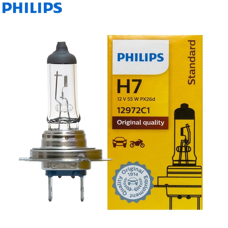 TEMU Philips Vision H7 12V 55W Px26D Ampoule Halogène Standard pour Phare de Voiture, Lampe Auto Originale Feux de Route et de Croisement ECE 12972,
