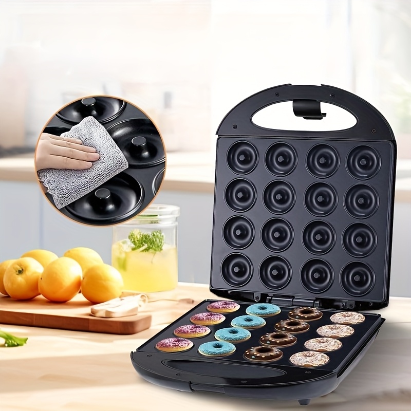 

1pc Multifunctional 16-hole Donut Maker, Nonstick Coating, Push Button Control, Timer , Detachable Pan, Leather, 20-25mm Baking , 110v-130v Us Plug, & Bread Maker, Donut Baking Pan