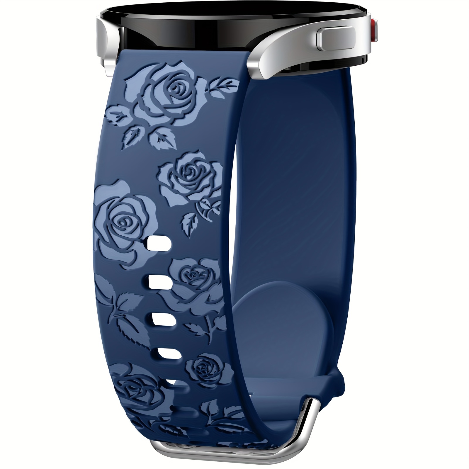 E-shop Glänzende, floral gravierte Armbänder, kompatibel mit Galaxy Watch 7 6 5 4 40mm 44mm/5 Pro/6 Classic/Watch 4 Classic/Active 2, 20mm weiches,