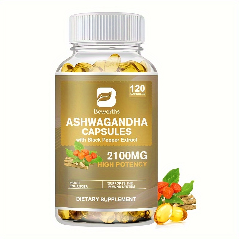 ashwagandha capsules 1300mg ashwagandha capsules with black pepper energy support for men and women 120 capsules details 0