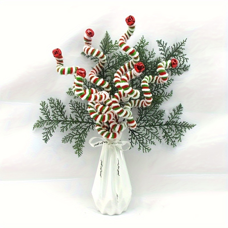 Image of 20-inch Chenille Bell Garland In Red, Green, And White - 6pcs Set For Christmas, New Year, Easter, Valentine's Day Decorations, Christmas Bells, Best For Christmas