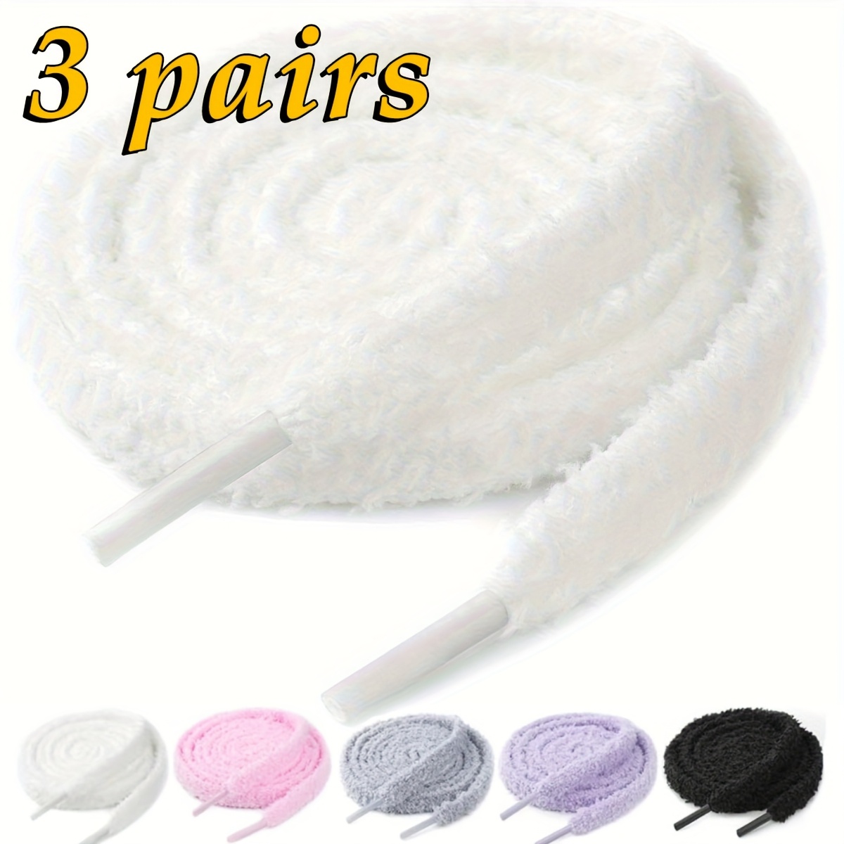 TEMU 3 de Cordones Anchos de Felpa, 47.24 Pulgadas de Largo - Cordones Elásticos Suaves y Esponjosos para Zapatos, Adecuados para Mocasines, Zapatos