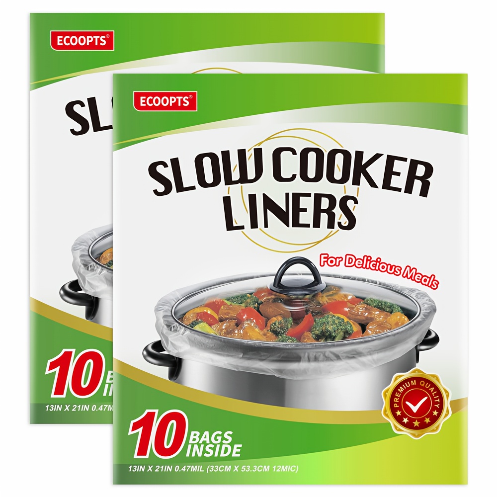 TEMU Ecoopts Slow Cooker Liners Disposable Cooking Bags 13" &times; 21" Pot Liners Fit 3-8 Large Size Pot Liners Fit 4qt To 8.5qt Suitable For Oval & Round Pot 13x21 In(20 Bags)