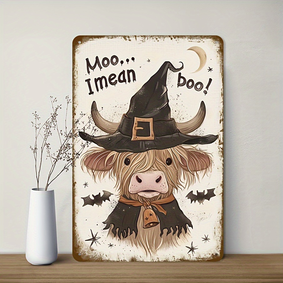 

Witch Cow Metal Sign - Vintage 8x12 Inch Wall Decor For Home, Farm, Garage, Cafe & Bar