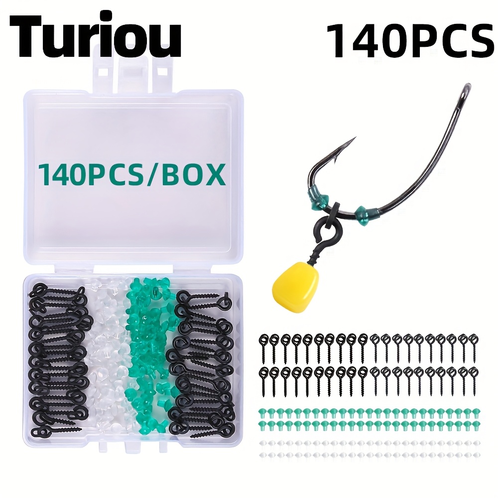 Image of 140pcs European Carp Fishing Kit With Hooks, Stopper Beads, Rig Screws, And Small Accessories For And Carp Angling