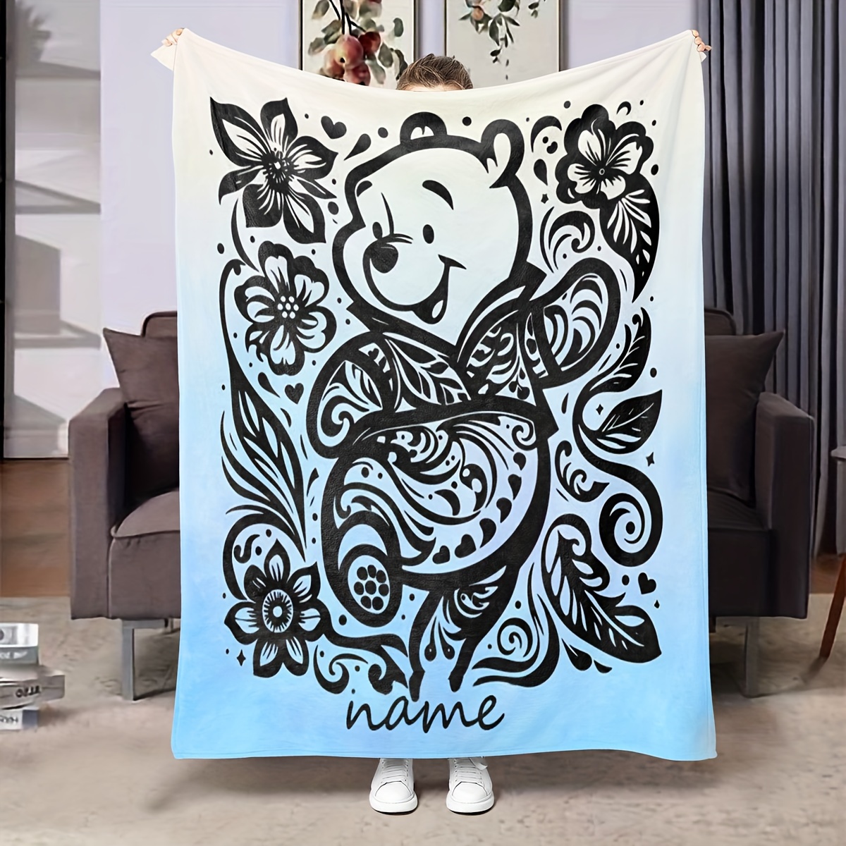 

1pc Printed Fleece Blanket, And , , , , , Multipurpose For Sofa, Bed, Napping, And -