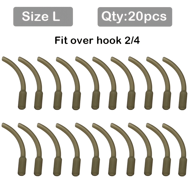 TEMU 20 piezas de accesorios de pesca de carpa, anzuelo largo tipo con antienredos para anzuelo talla L/S 2, 4, 6, 8, para de pesca tipo Hair Rig