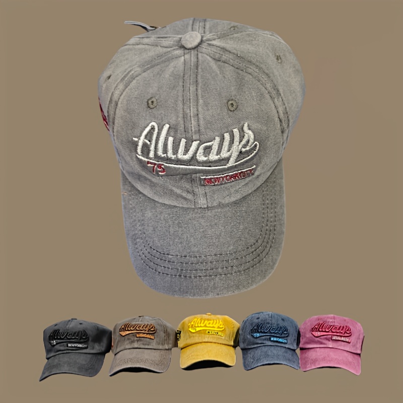 TEMU 6pcs Adjustable Baseball With Letters, Breathable, Stylish Outdoor Sunscreen Hat, Suitable For Hiking And Traveling, Sun-blocking Baseball ,