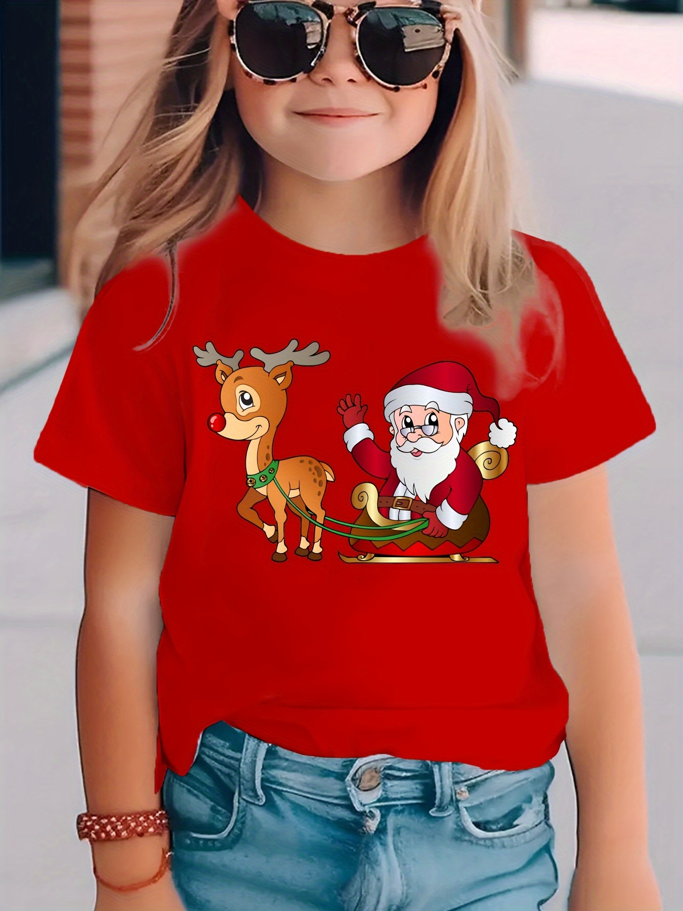 Gibobby Camisa Navideña Mujer Camiseta De Manga Corta Con Cuello Redondo Y Estampado Navideño Para Mujer(Rojo,XG) | En Línea