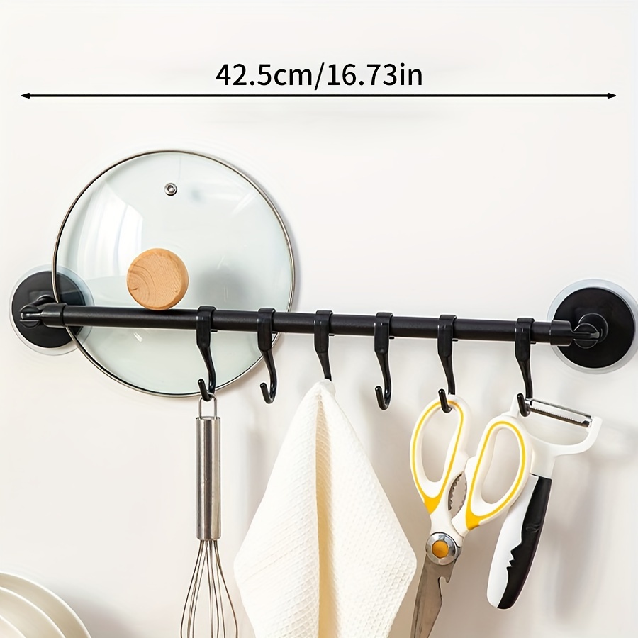 TEMU 1pc Crochet de Cuisine en Acier Inoxydable - Perçage, Montage Mural Adhésif Fort pour Casseroles, Couvercles, Cuillères & Pelles - Solution de