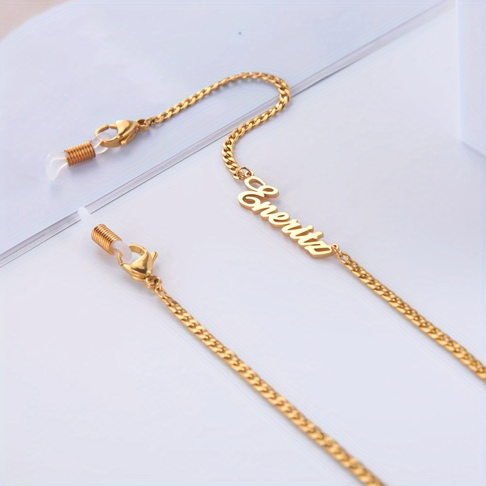 Image of Personalized Custom Name For Glasses Mask Women Stainless Steel Eyeglass Strap Rope Custom Name Glasses Chain Lanyard Jewelry