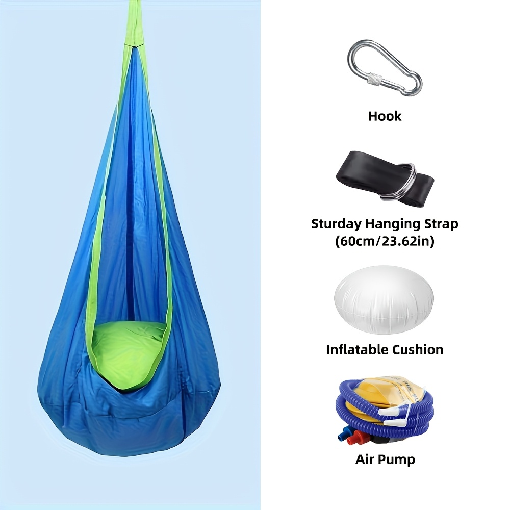 Image of Cozy 1pc Hanging Hammock Pod Swing Seat - Inflatable Pillow & Pocket, Hand Washable - Ideal For Indoor/outdoor Relaxation & Play, Festive Gift For Thanksgiving, Christmas, New Year