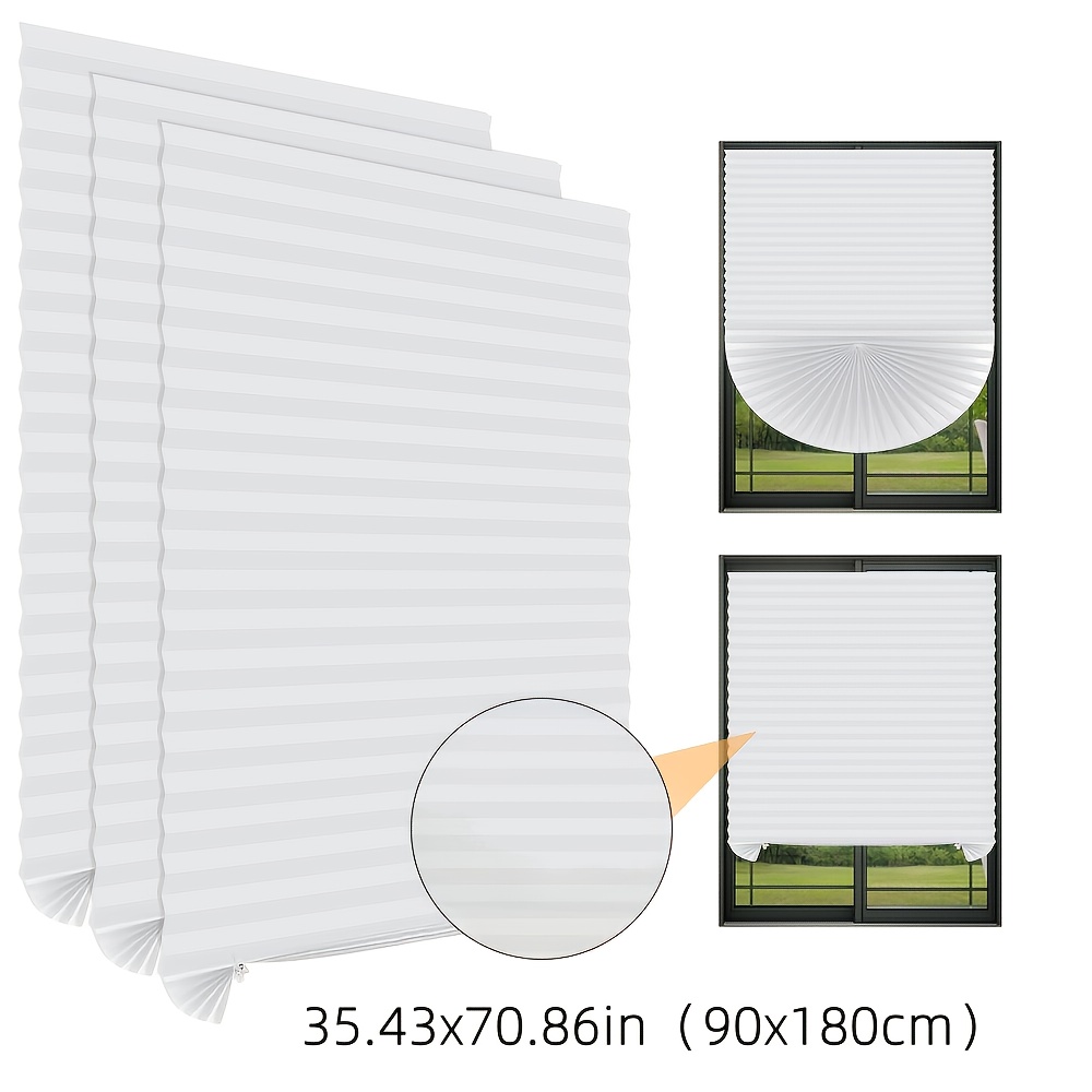 TEMU 1pc Pleated Blinds, No Drilling Required, Fixed With Clips, Semi-transparent Sunshade Blinds, Suitable For Doors And Windows