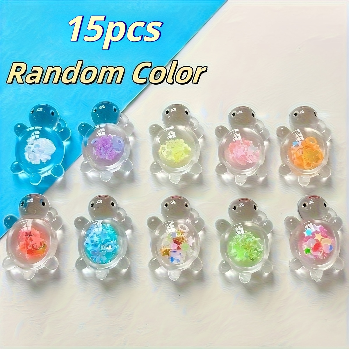 Image of 15pcs Of Luminous Turtle Ornaments, Acrylic Cartoon-themed Pendants, , Necklaces, Key Chains, Home Decoration, Suitable For Indoor And Outdoor Use, Turtle Ornaments, Random Colors