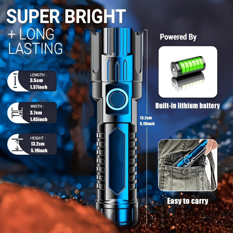 2pcs High-Powered Zoom Flashlights, Outdoor Multifunctional Portable Home Mini Retractable Zoom Light, Camping Gear, Outdoor Flashlight, Portable Flashlight, Mini Flashlight, Durable Structure, Sturdy Construction, Bright Beam