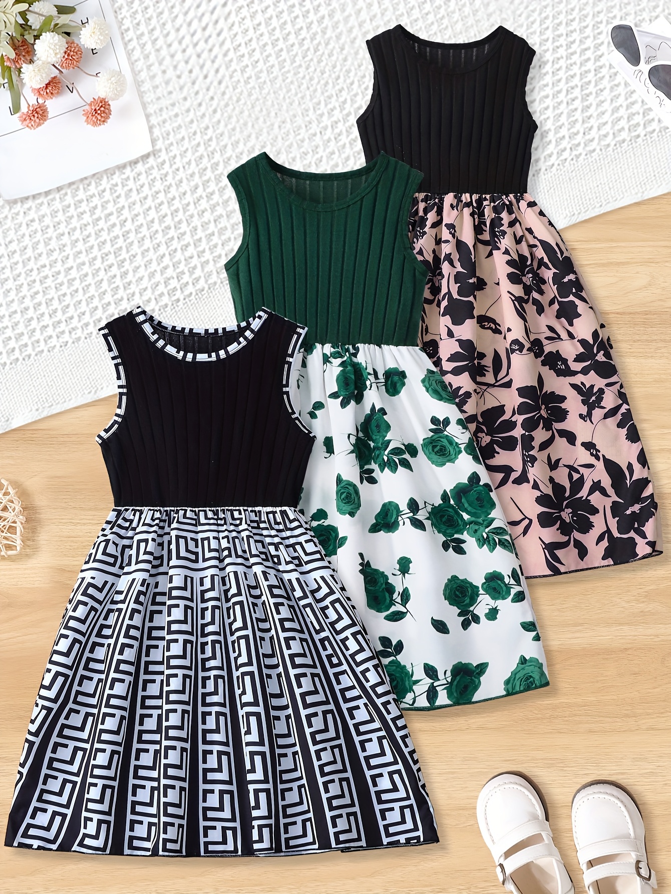 casual dresses for 14 year olds Kids Girls' Dress Solid Color Sleeveless Short Sleeve Casual Outdoor Ruffle  Daily Casual Elastane Viscose Polyester Knee-length White Dress Casual Dress  Summer 7-13 Years Blue White Pink 2026