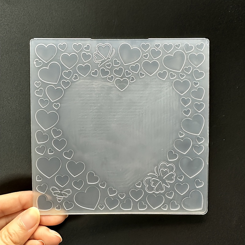 

Valentine's Day Heart-shaped Frame Embossing Template - 3d Plastic Mold For Diy Cards, Scrapbooks & Gift Tags, Pattern, Suitable For