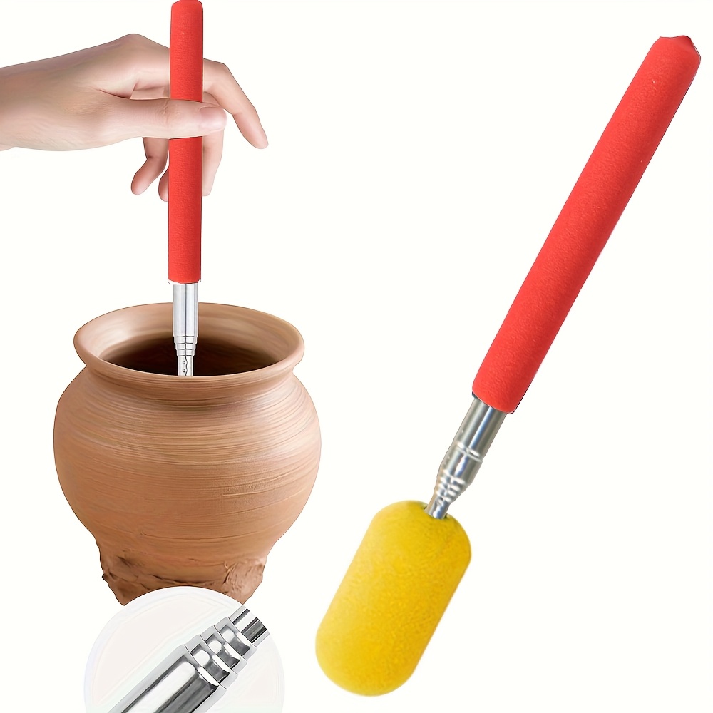 TEMU Baguette Éponge Télescopique pour & Bricoleurs - Outil de Poterie à Longueur Réglable avec Manche Ergonomique, Détartrant en Plastique Durable