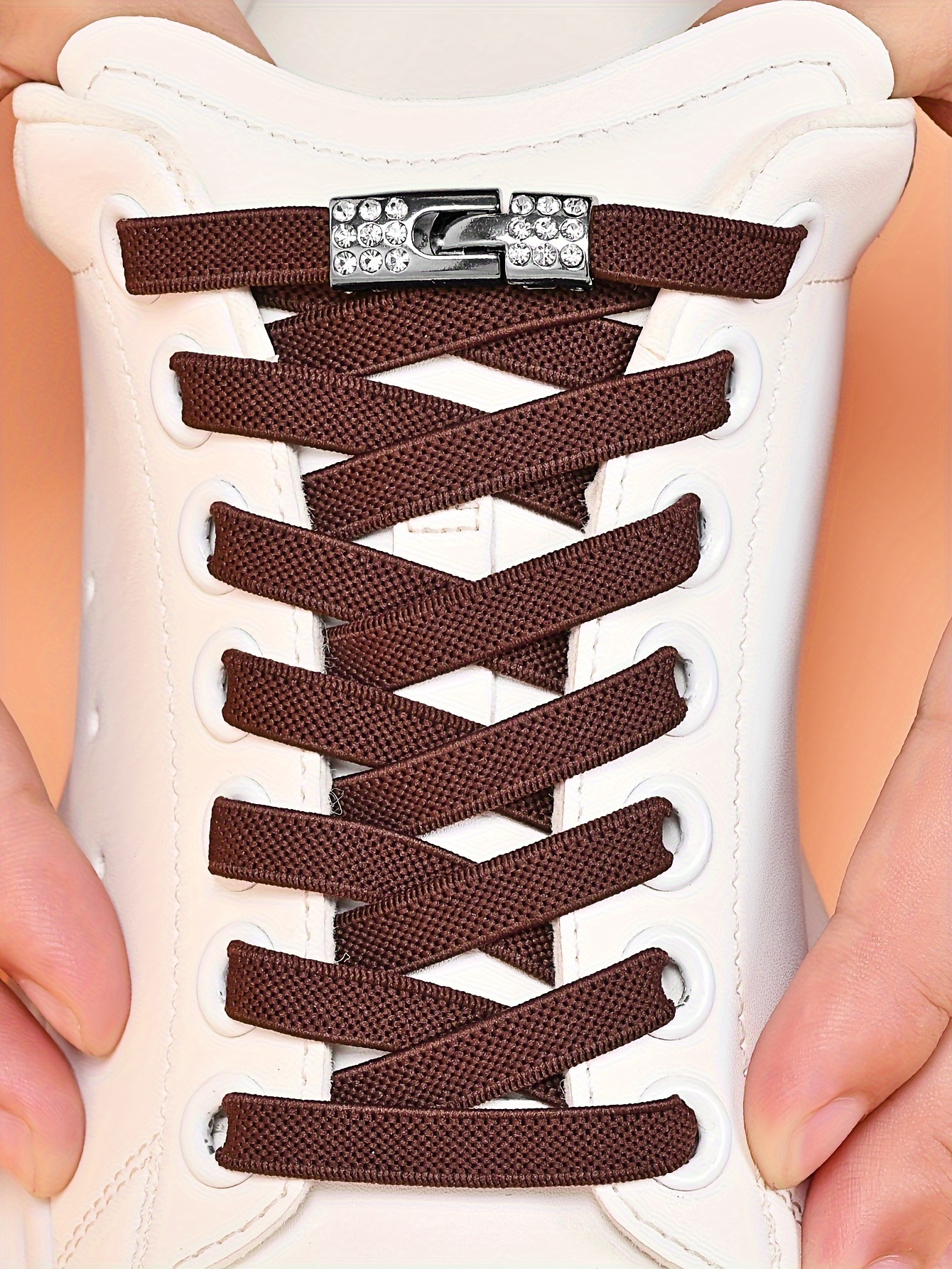 1pair Fashion Elastic Flat Shoelaces With Metal Buckles, No Need To Tie Shoelace, Suitable For Board Shoes, Sports Shoes